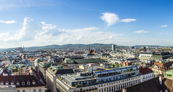 Panoramic view of Vienna city on daytime in Austria